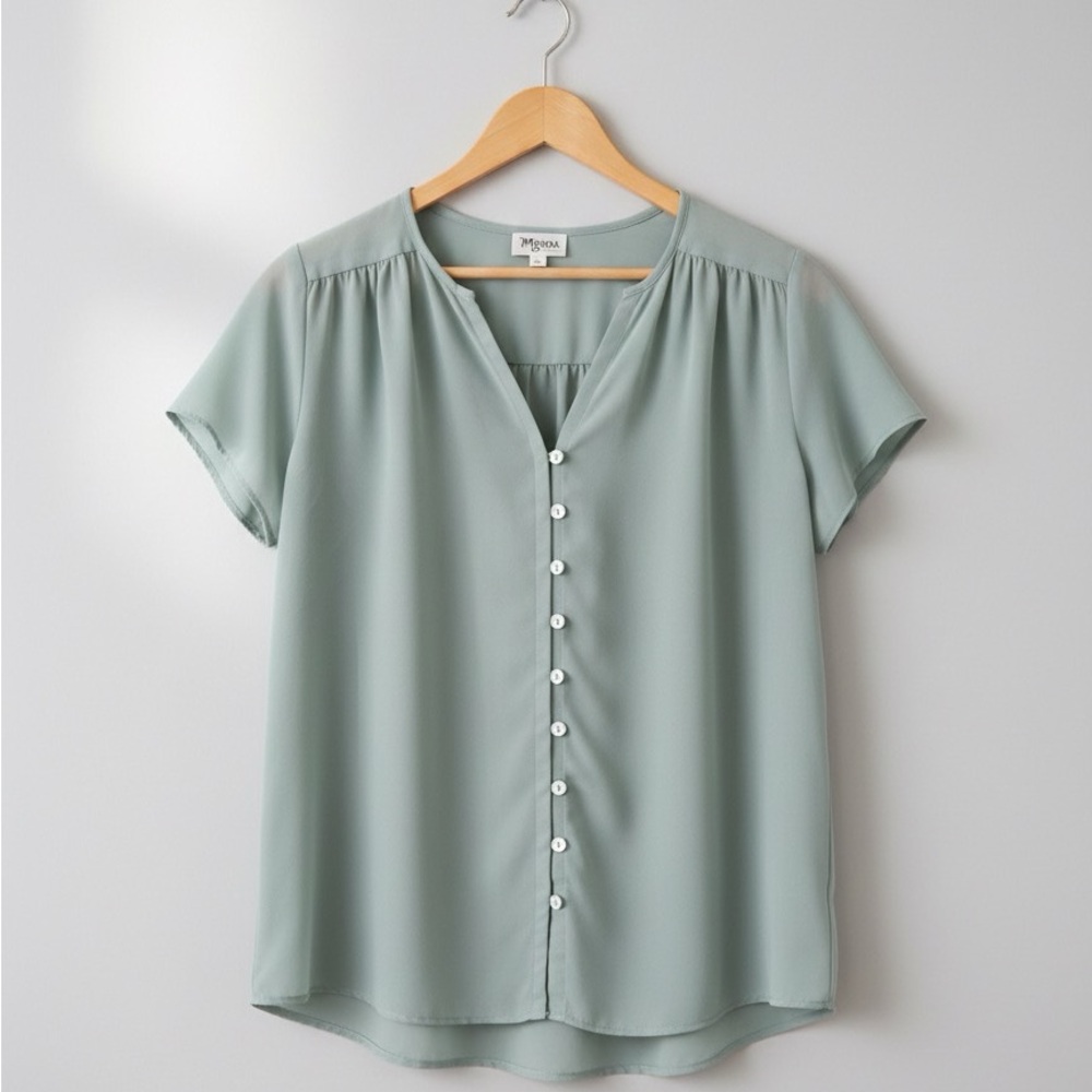 Show Me Your MuMu Sage Green Button-Down Shirt